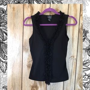 I.N.C  BLACK SLEEVELESS RUFFLED BLOUSE SZ M